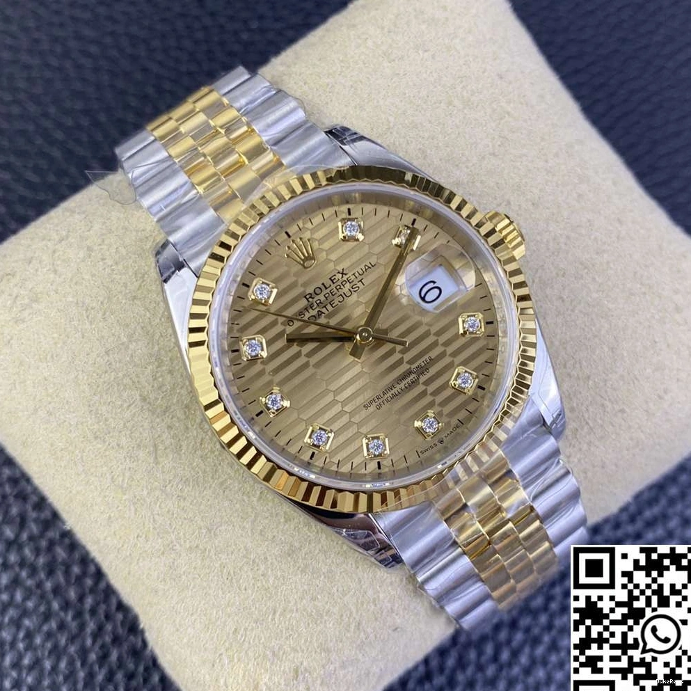 Rolex Motif Silver Dial M126233 Tone 36MM Datejust Diamond Hourmarker Factory Two VS 0410